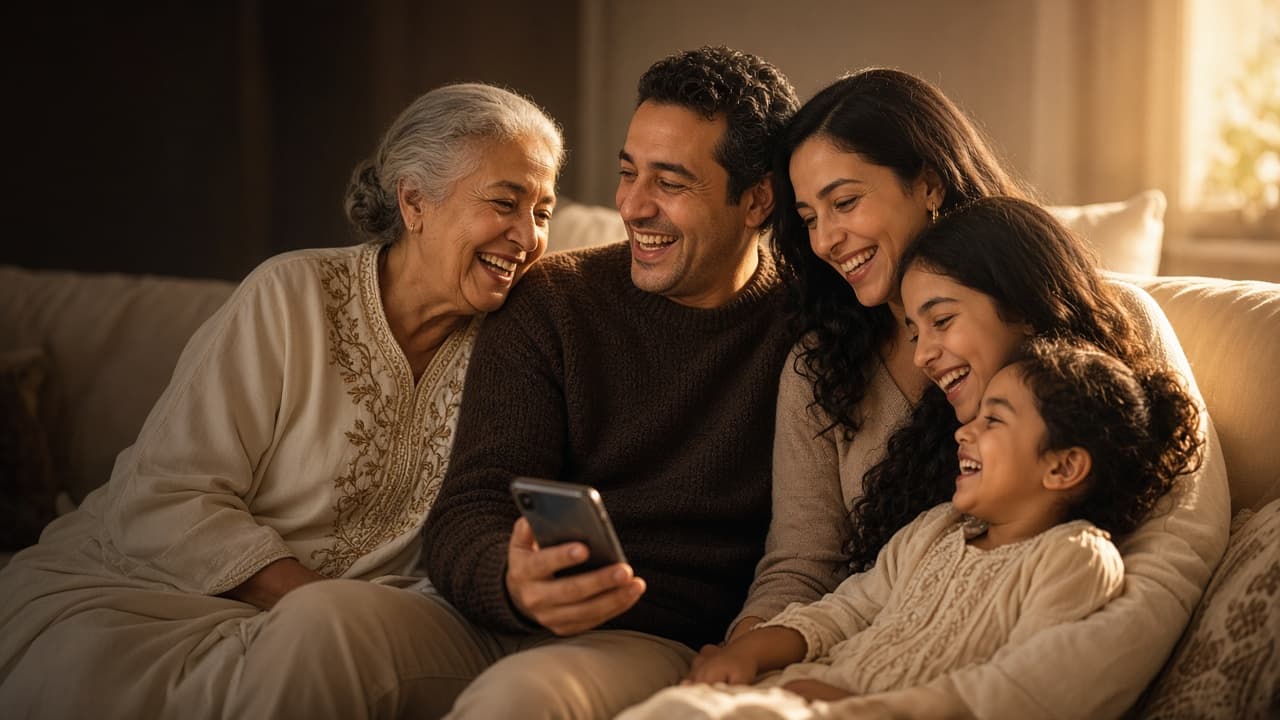 Happy family receiving a top-up